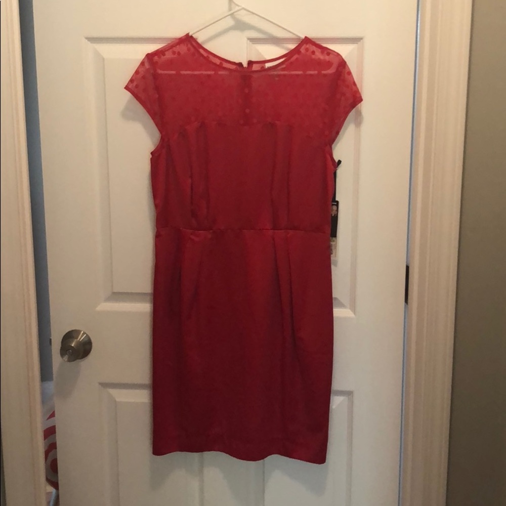 Red dress with polka dot detail